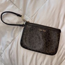 Brown Calvin Klein Wristlet 