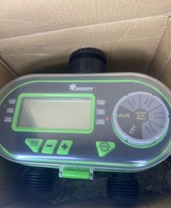 Yardeen 2 Outlet Garden Digital Electronic Water Timer Irrigation Controller for Garden Yard, Green