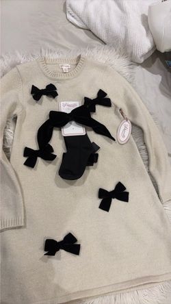 Nannette Girls Sweater Dress with Bow Socks Set