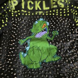 One-of-a-Kind Rugrats Reptar Studded Leather Jacket – Punk Streetwear Art