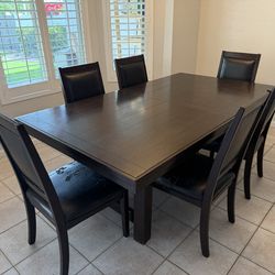 Large real wood table with leaf
