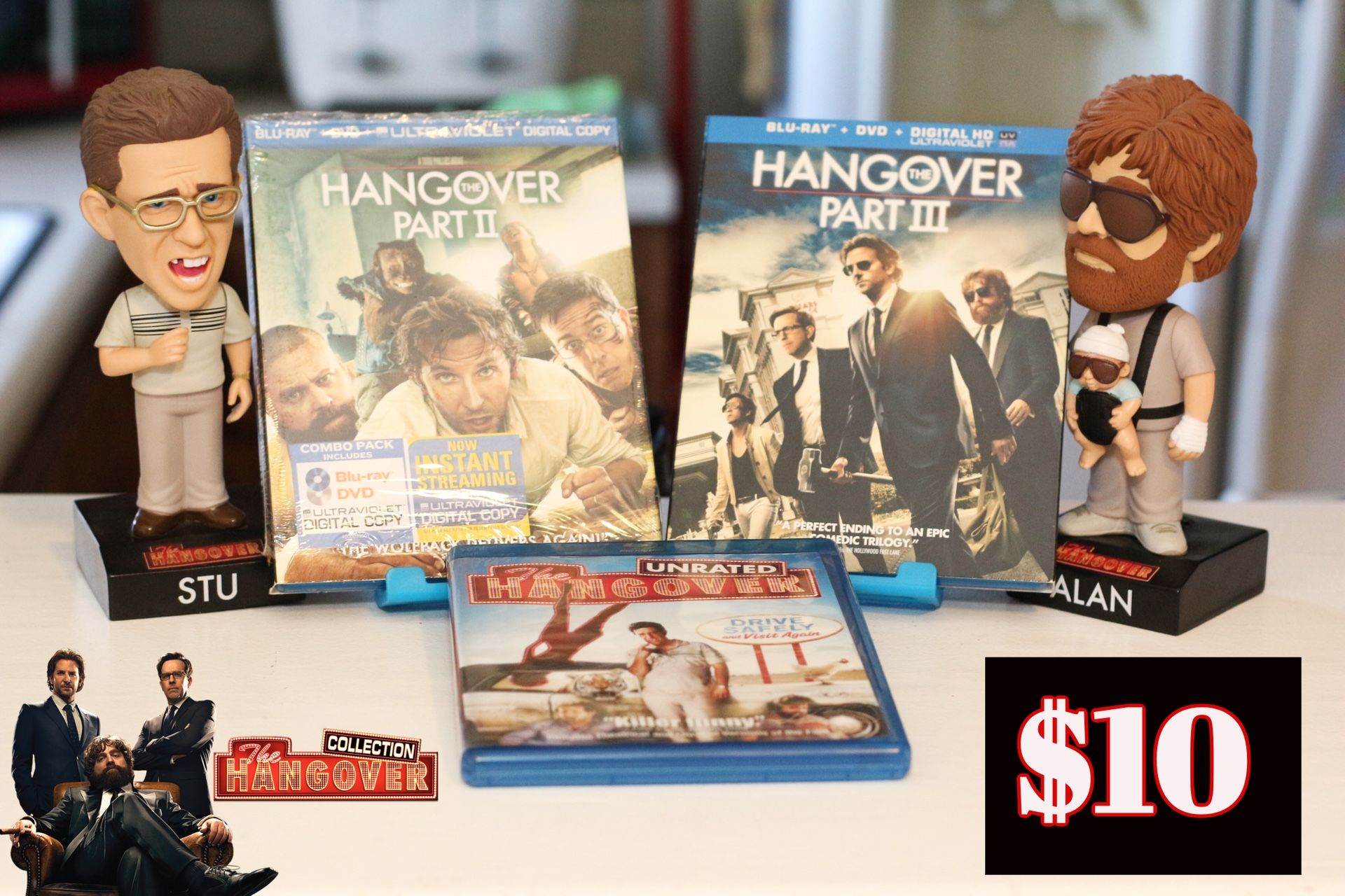 The Hangover collection on Blu Ray with bobble heads $10