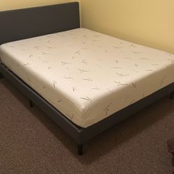 Queen Size Memory Foam Mattress And Upholstered Bed Frame
