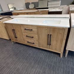 73” Bathroom Vanity In Wood Color 