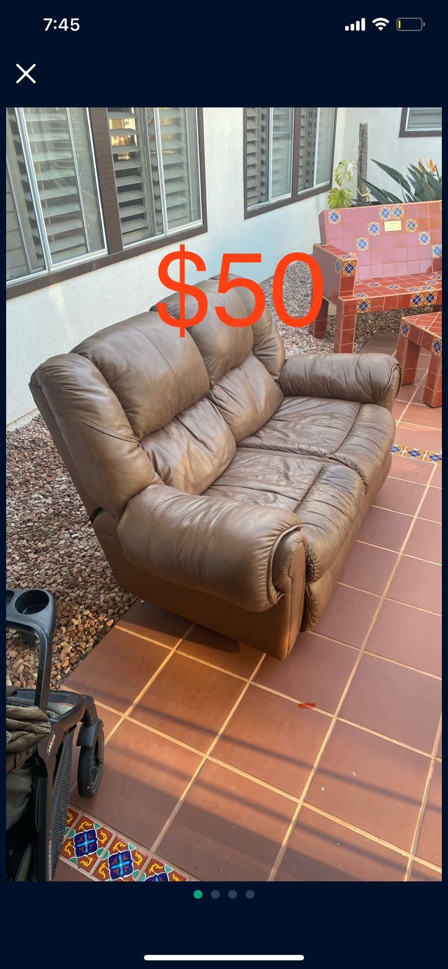 Genuine Leather Duo Reclining Love Seat