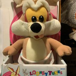 Vintage 1995 Tyco Looney Tunes Lovable Baby Wile E. Coyote Stuffed Plush 9”