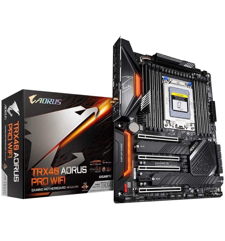 Open Box GIGABYTE TRX40 AORUS PRO WIFI (sTRX/AMD/TRX40/Fins-Array Heatsink/12+2 Phases Infineon Digital VRM/3x PCle 4.0x4 M.2/Intel WiFi 6/Intel GbE L