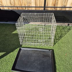 31" Width X 21" Depth X 24" Height// Heavy Duty Wire Dog Cage,  The Plastic Pan Is Cracked But Still Usable, Please See All Pictures For Details And M