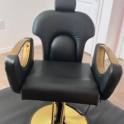 Black, Gold, Barber Chair 
