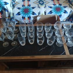 Crystal stemware and tumbler set.