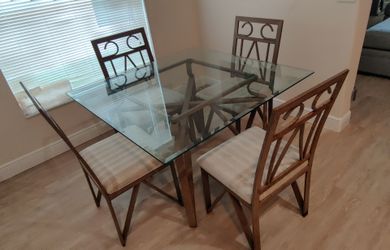 Glass Top Dining Table with 4 Chairs