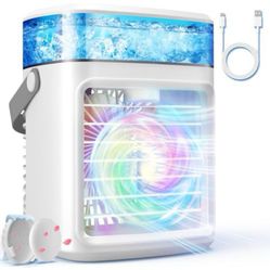 “New”Portable Air Conditioner(Dorm Room( (3speed,usb Cord,LG Water Tank,quiet ,7 Light Colors 