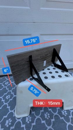 New grey-brown wood-grain wall-mounted shelf