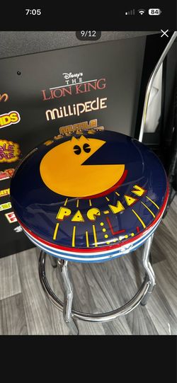 Arcade stools and wall art