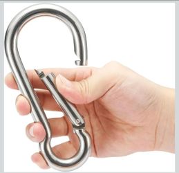 6"Lx2"W  Set of 6 Stainless Steel Spring Snap Hook 
 Clips