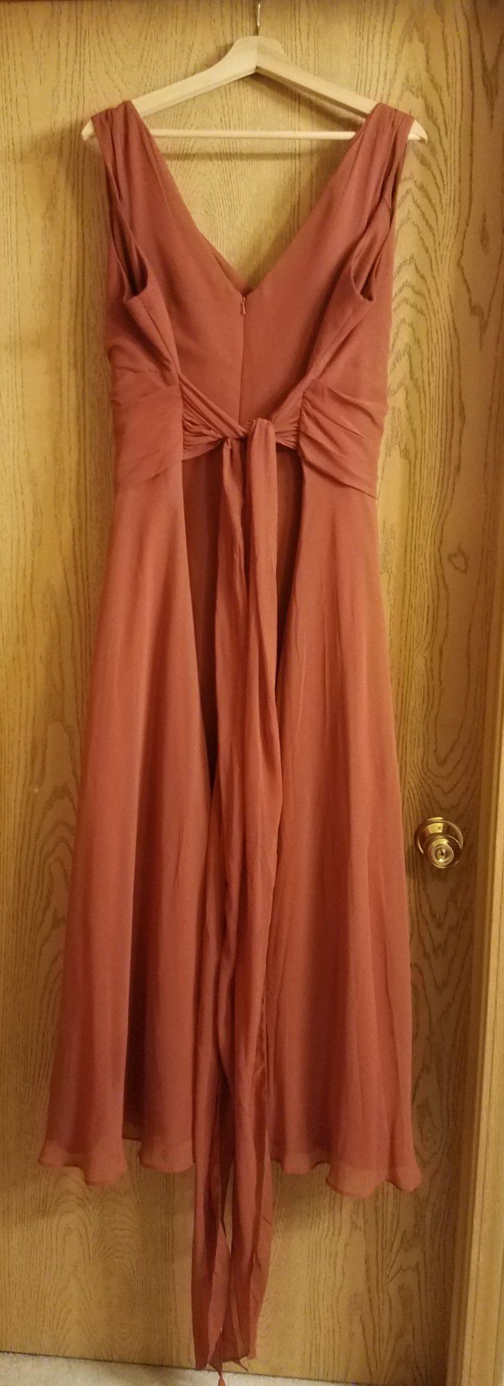 Long Chiffon Surplice Tank Bridesmaid Dress - Size 24 in Cinnamon