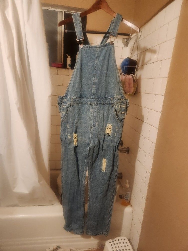 Mens Women's Jean Overalls L or XL "Will Fit a Tall Person"