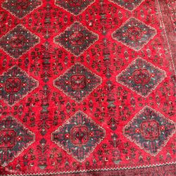 6m Authentic Afghan Khal Mohammadi Hand-Knotted Red Wool Area Rug