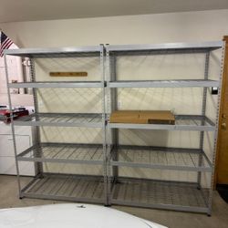 (2) Husky 5-Tier Riveted Steel Garage Storage Shelving Units