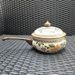 Vintage Floral Enamel Pot