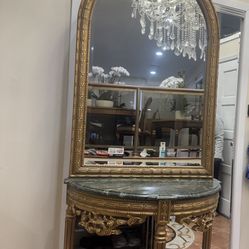 Gold Mirror And console 