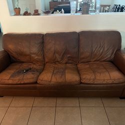 Genuine Leather Couch. L- “80” H- “ 32”  W- “34”