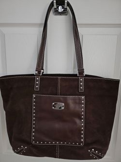 Michael Kors Brown Suede Studded Tote Bag