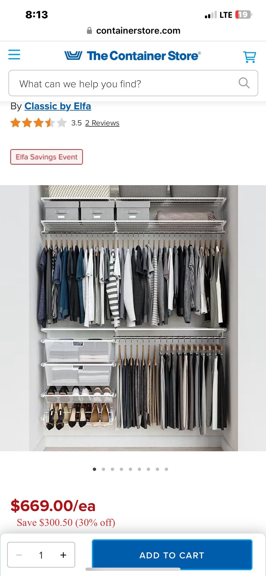 Closet Organizer ELFA
