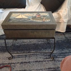 Table Box  Vintage Sailboat Painted