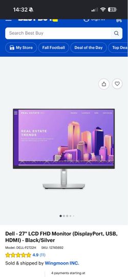 Dell - 27" LCD FHD Monitor (DisplayPort, USB, HDMI) - Black/Silver