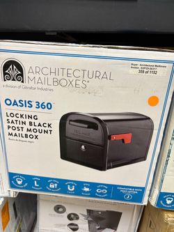 NEW IN BOX Shop Architectural Mailboxes Oasis 360 Black, Large, Steel, Locking Parcel Mailbox with 2-Access Doors