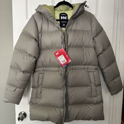Helly Hansen Essence Gray Down Parka Jacket Size Medium