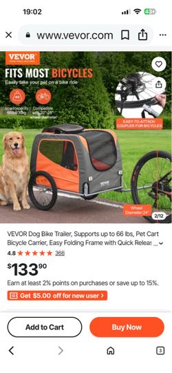 VEVOR Dog Bike Trailer Pet Carrier