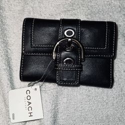 Coach Wallet Soho Mini Bi-Fold Silver Belt Leather New