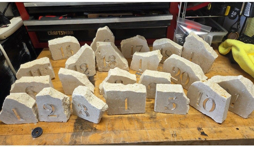 Stone Mirror Wedding table Numbers 1 - 21