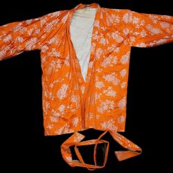 Orange Kimono Jacket Robe Vintage