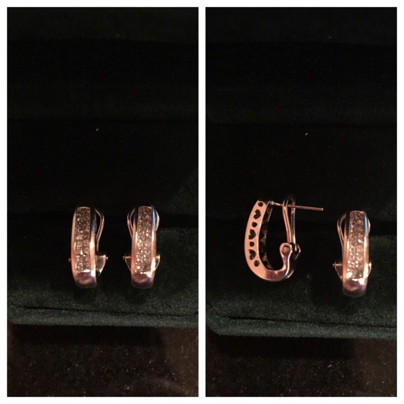 Diamond/white gold channel set diamond earrings