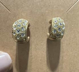 Gold Tone And  Crystal Earrings 