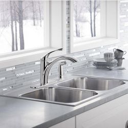 KOHLER Mistos Single-Handle Standard Kitchen Faucet with Side Sprayer in Polished Chrome
