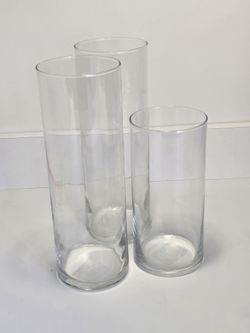 Set of 3 Glass Cylinder Vases