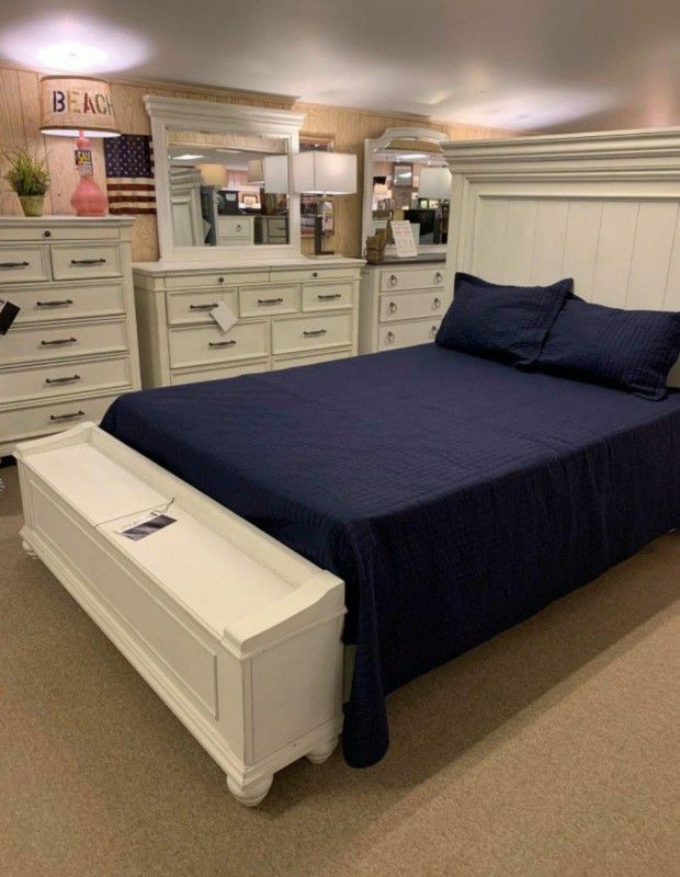 Kanwyn Whitewash Panel Storage Bedroom Set ✔ Queen And King Bed Frame