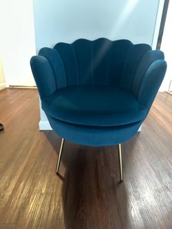 Karat Home Yves Velvet Turquoise Accent Barrel Chair