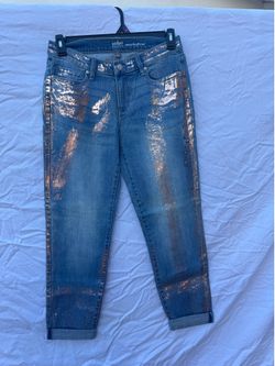 Soho Jeans Curvy Boyfriend Metallic Jeans