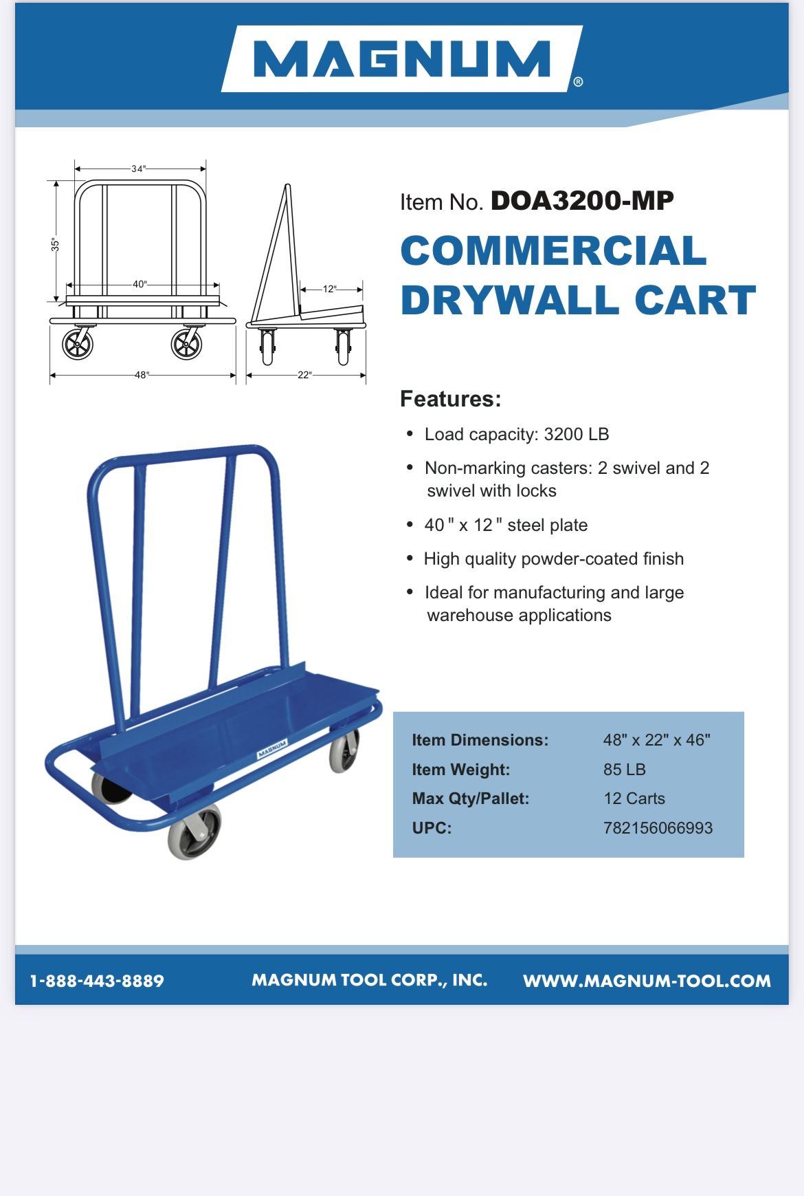 New Magnum 3200 drywall car