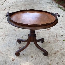 Antique Leather Top Pie Crust Table