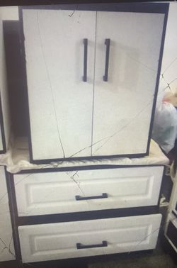 NICE TWO PIECE FILE CABINET AND LARGE SHELVE CABINET 