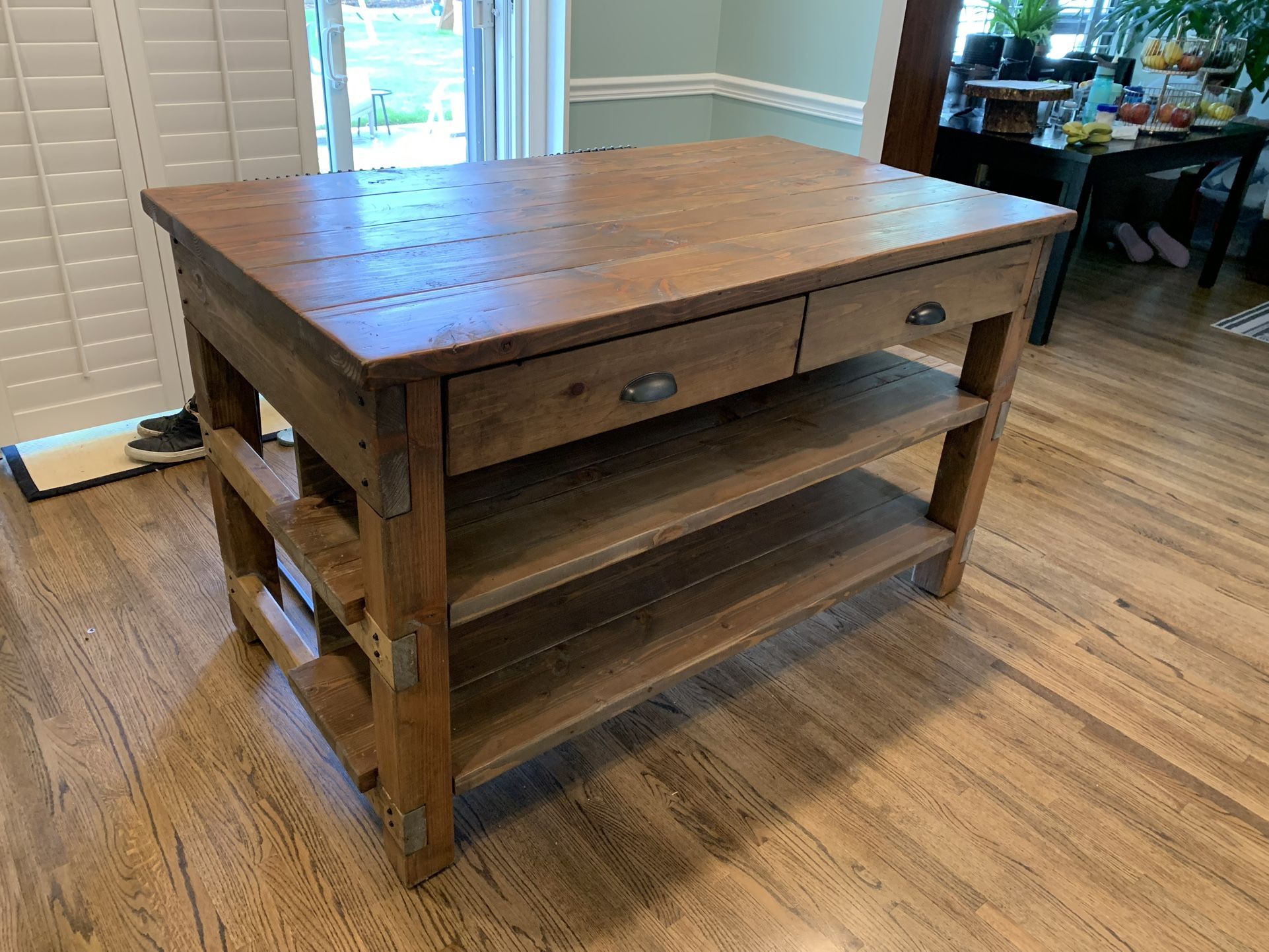 Rustic Kitchen Island (Seats Included)