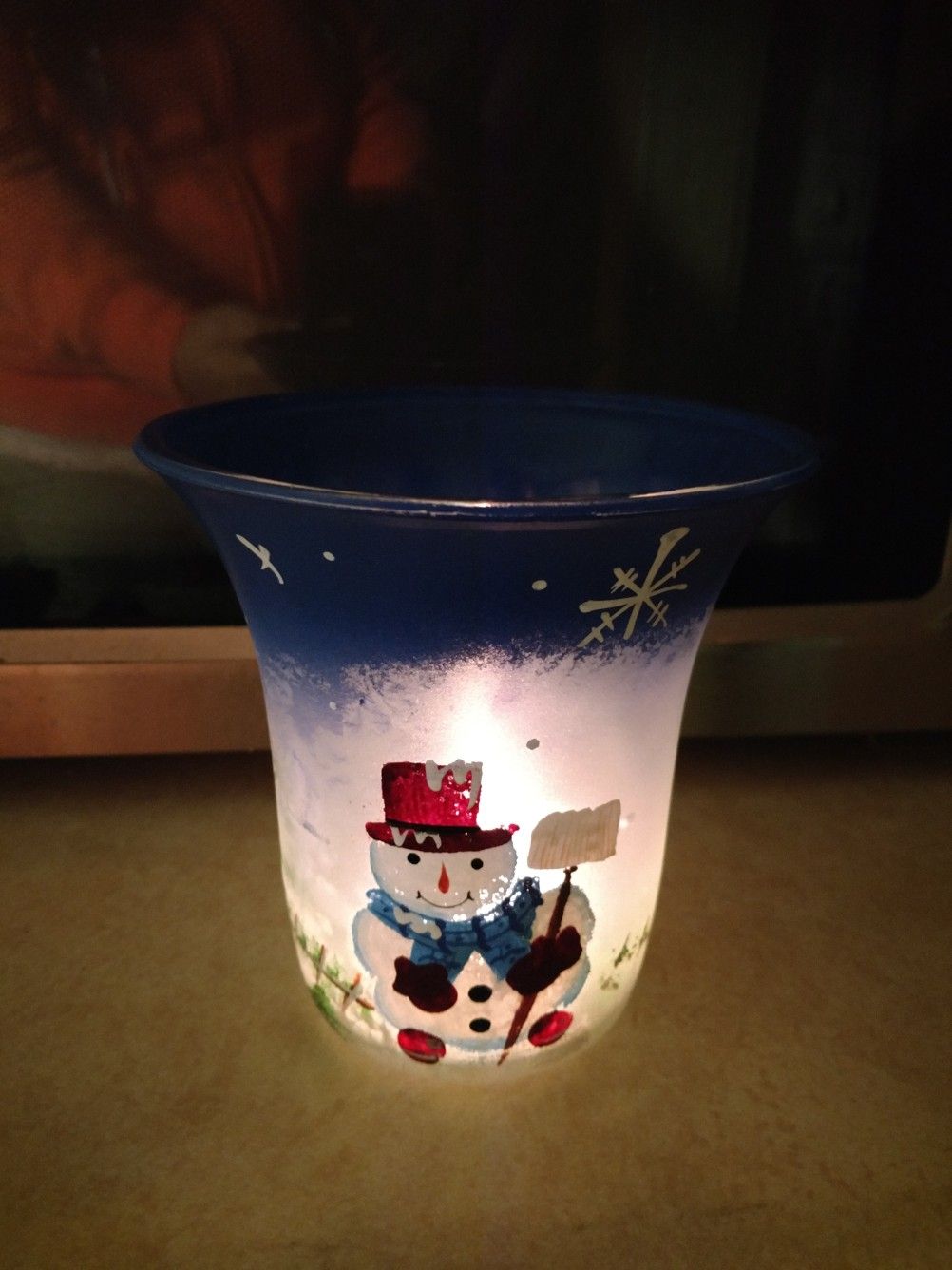 Hand Painted Frosted Glass Hurricane