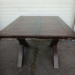 Giant Wood Dining Table W/ One Leaf