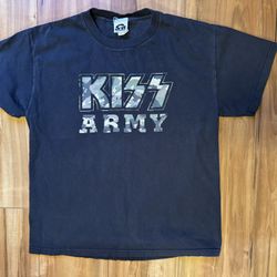Vintage KISS ARMY T Shirt MED Black Camo Letters Logo Vintagevinyl 2006